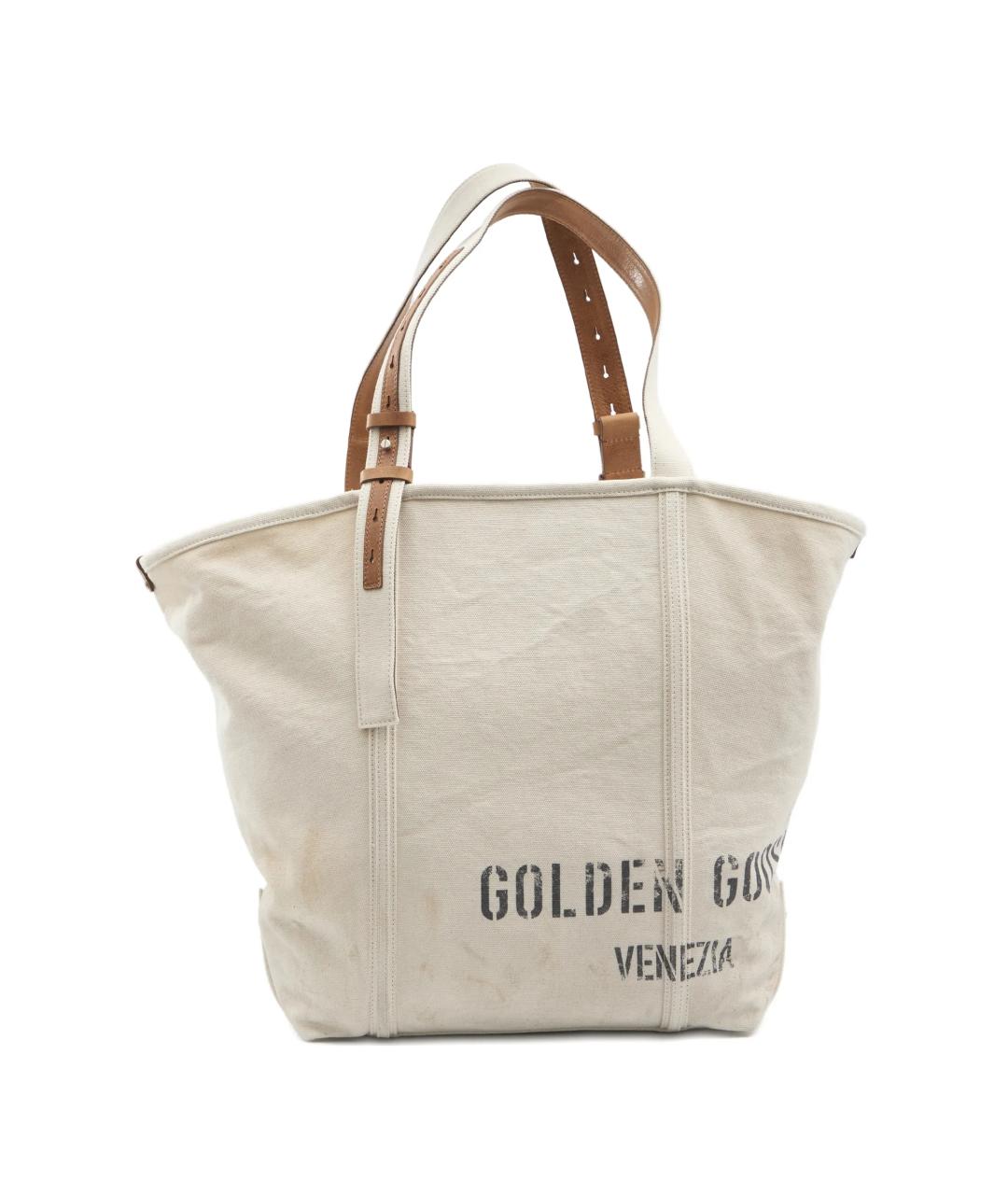 GOLDEN GOOSE DELUXE BRAND Бежевая тканевая сумка тоут, фото 1