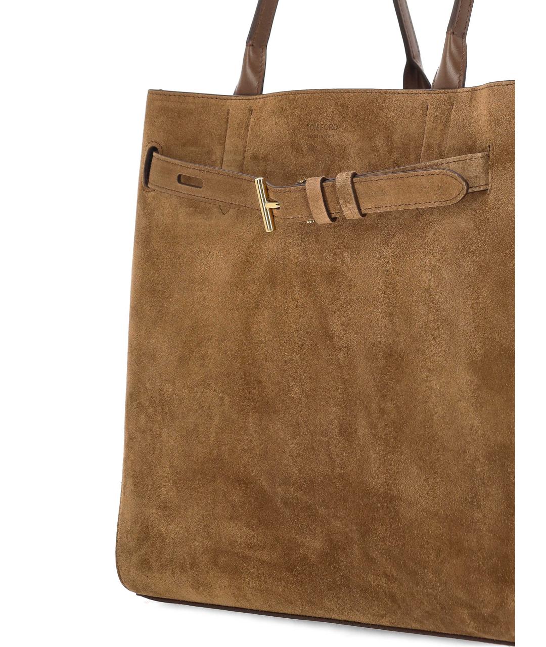 TOM FORD Коричневая замшевая сумка тоут, фото 4