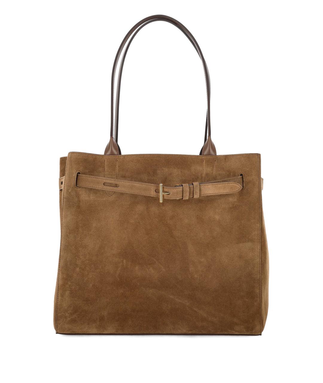 TOM FORD Коричневая замшевая сумка тоут, фото 1