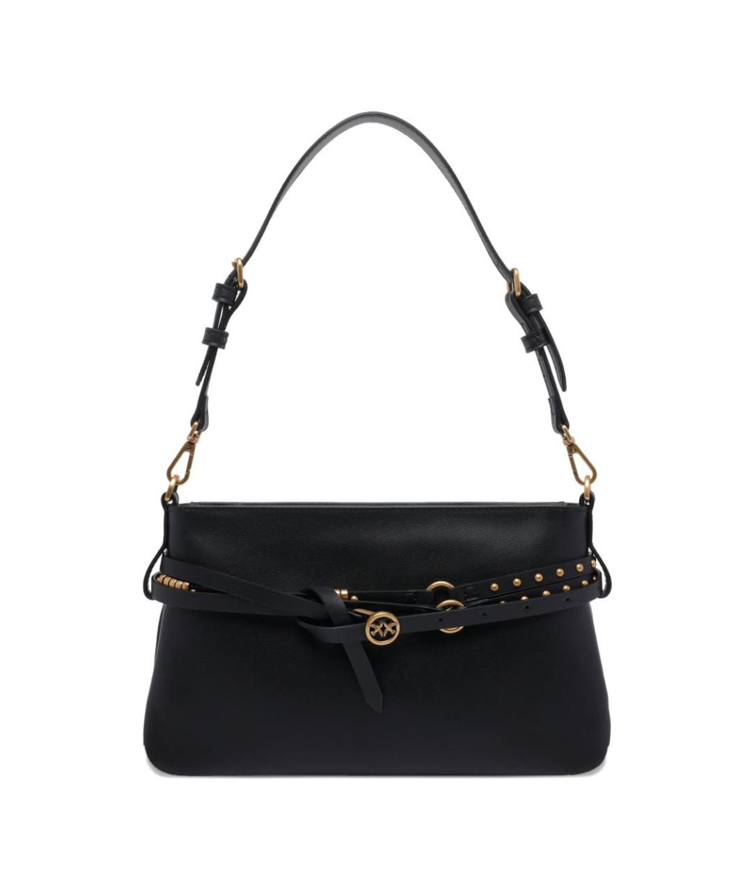 PINKO Черная кожаная сумка через плечо, фото 1