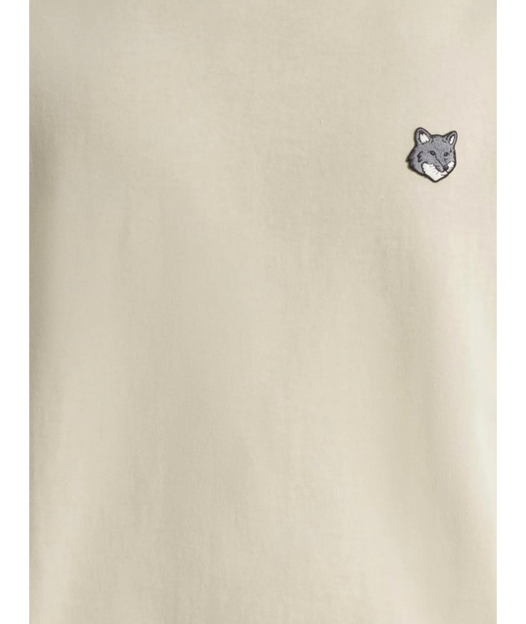 MAISON KITSUNE Бежевая хлопковая футболка, фото 2