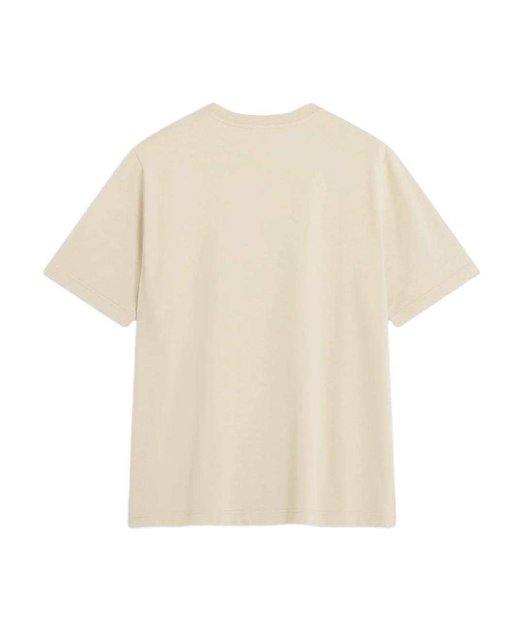 MAISON KITSUNE Бежевая хлопковая футболка, фото 3
