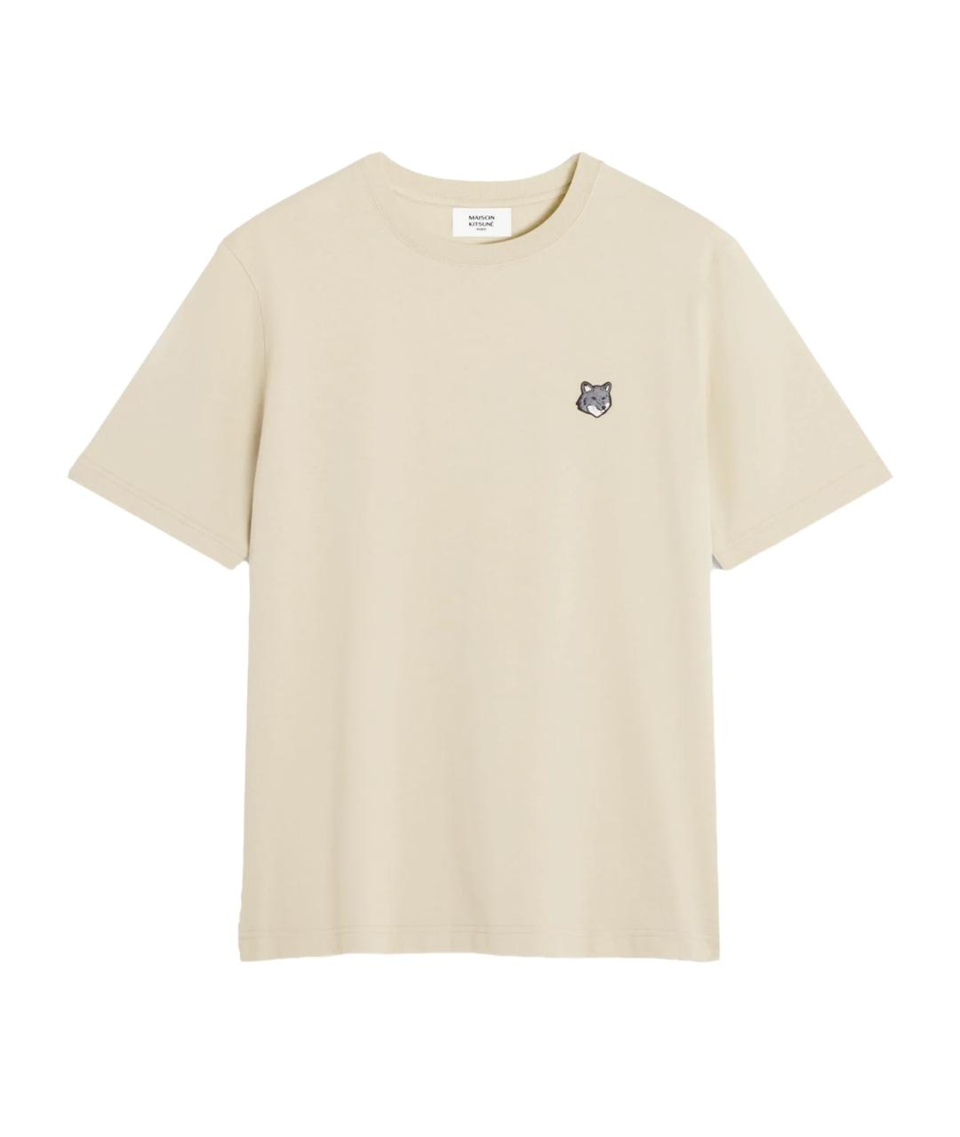 MAISON KITSUNE Бежевая хлопковая футболка, фото 1