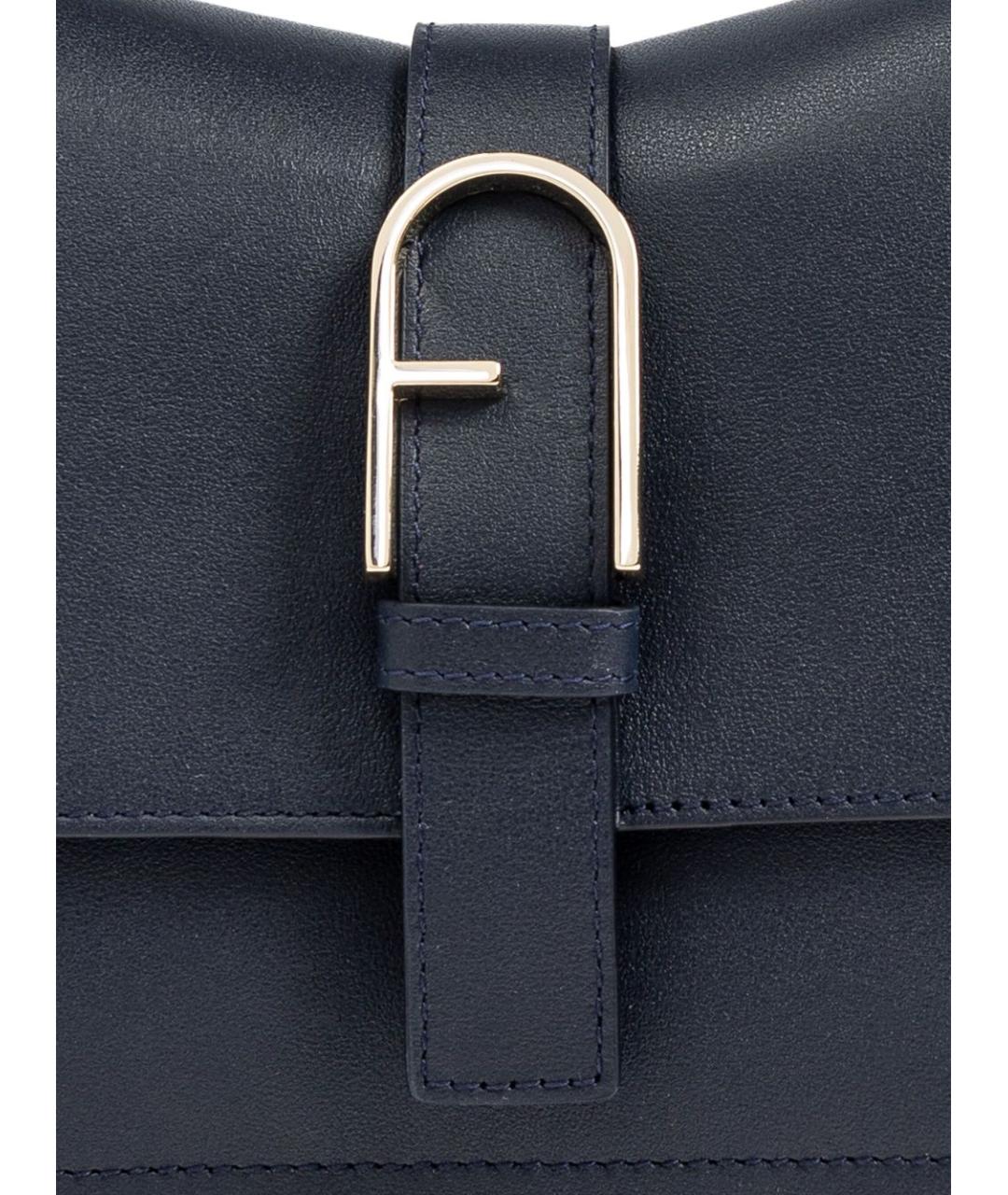 FURLA Синяя кожаная сумка с короткими ручками, фото 5
