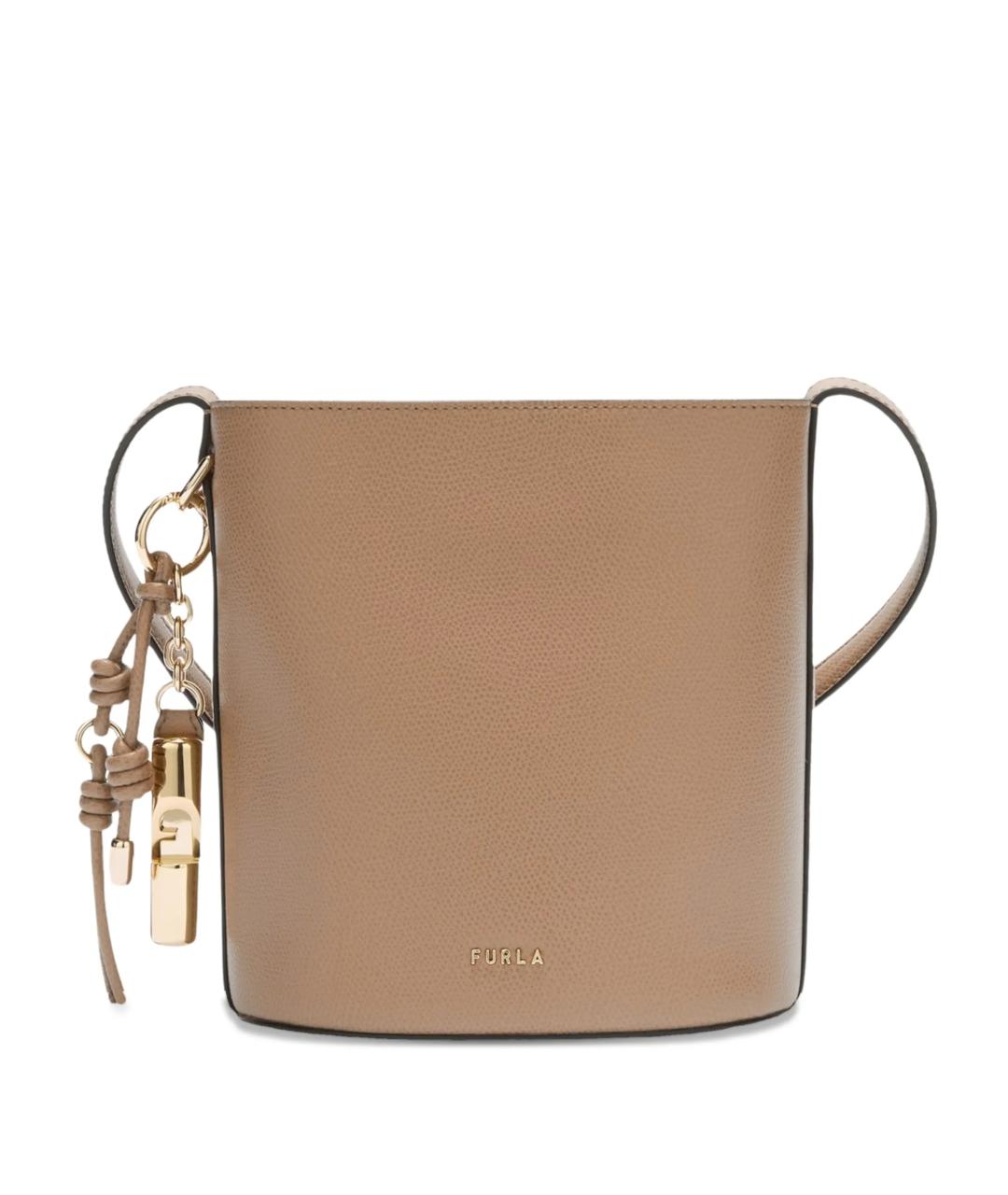 FURLA Коричневая кожаная сумка через плечо, фото 1