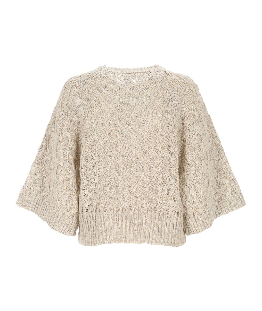 BRUNELLO CUCINELLI Бежевый шелковый джемпер / свитер, фото 3