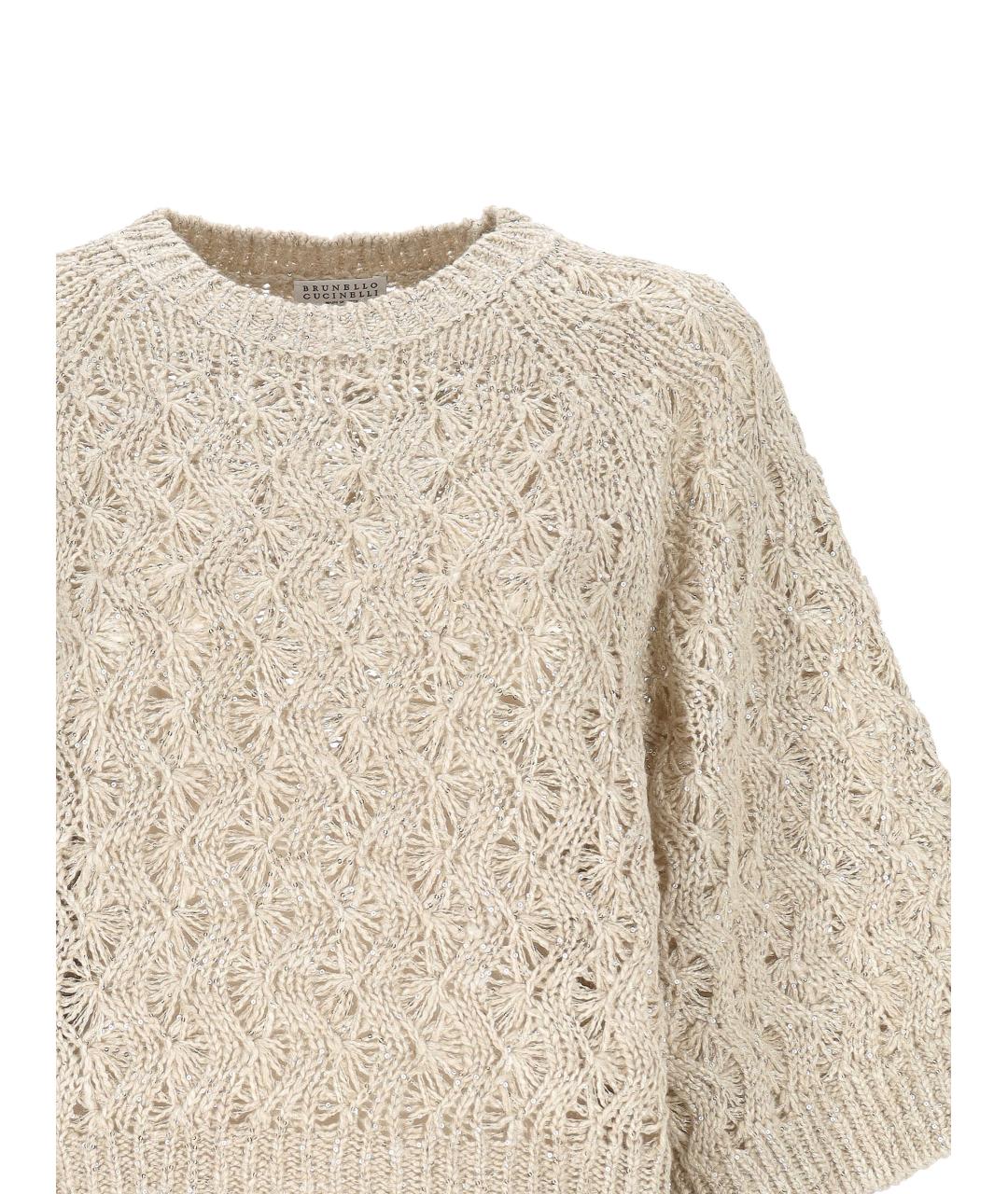 BRUNELLO CUCINELLI Бежевый шелковый джемпер / свитер, фото 2