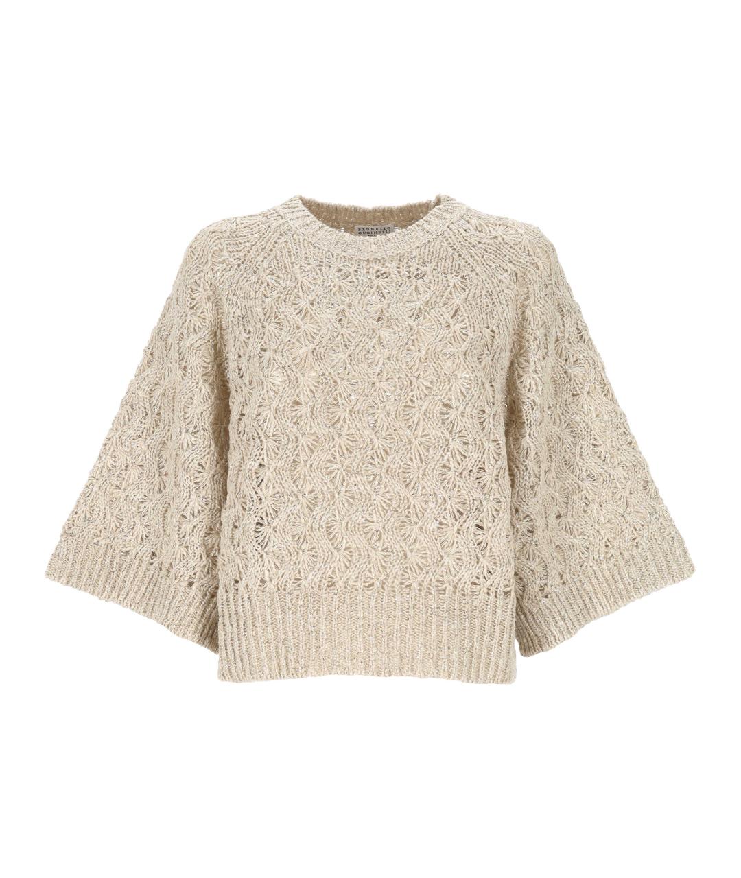 BRUNELLO CUCINELLI Бежевый шелковый джемпер / свитер, фото 1