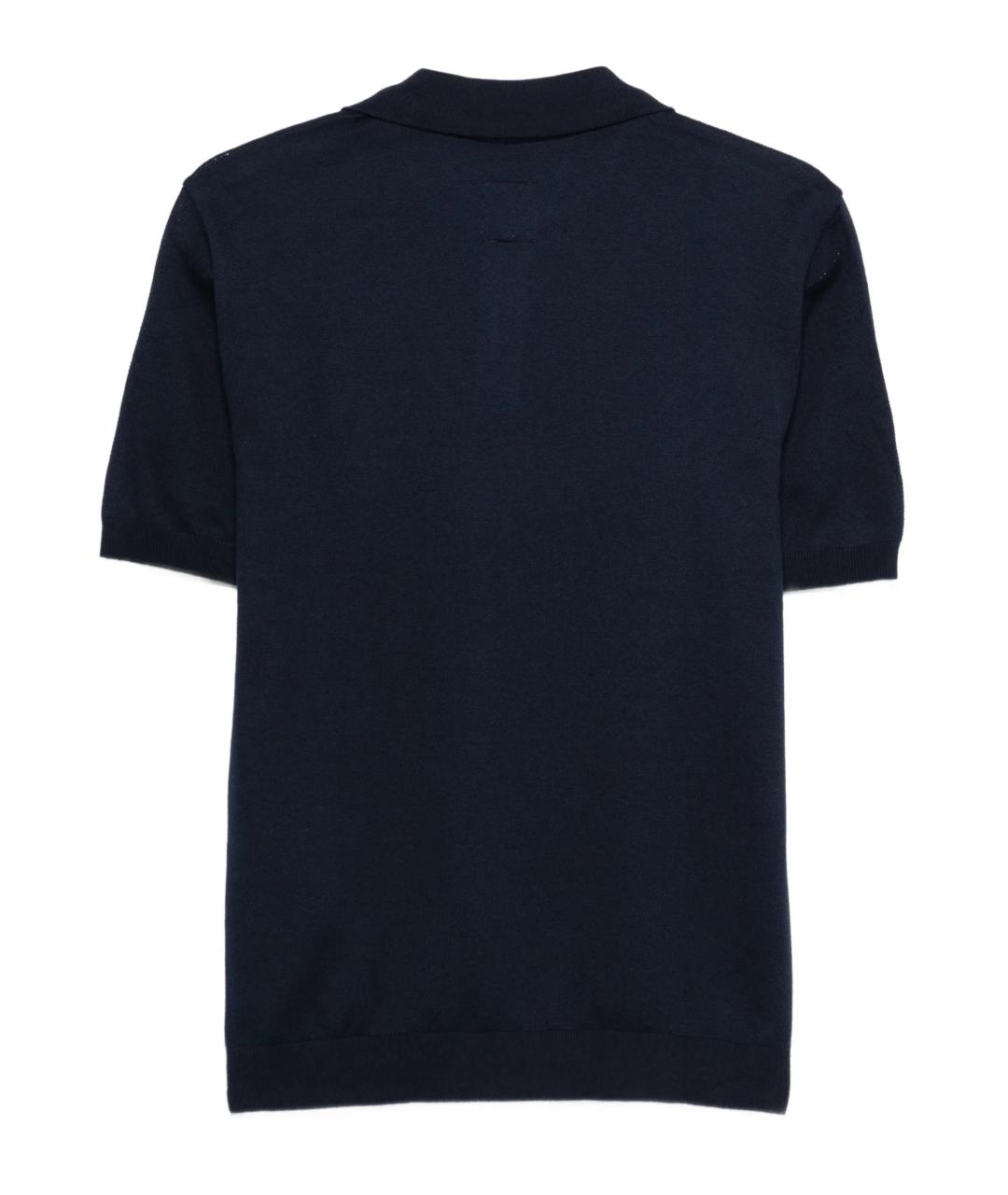 EMPORIO ARMANI Темно-синее хлопковое поло с коротким рукавом, фото 3