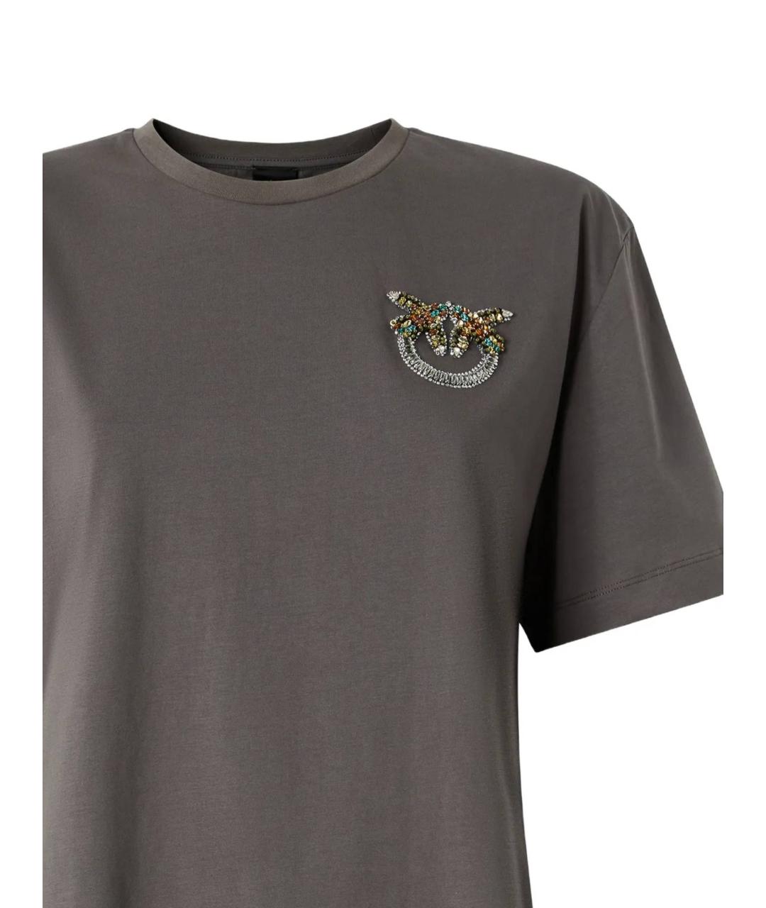PINKO Серая хлопковая футболка, фото 2