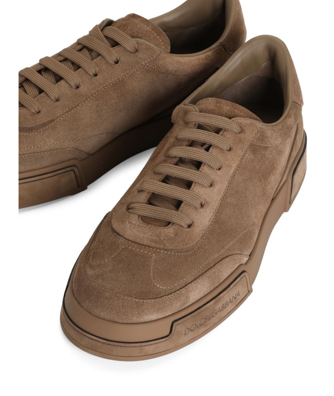 DOLCE&GABBANA Коричневые замшевые низкие кроссовки / кеды, фото 4