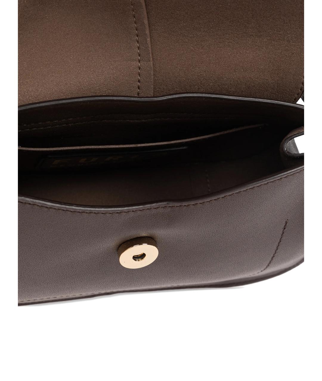FURLA Коричневая кожаная сумка с короткими ручками, фото 4