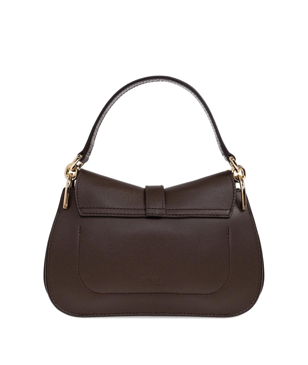 FURLA Коричневая кожаная сумка с короткими ручками, фото 2
