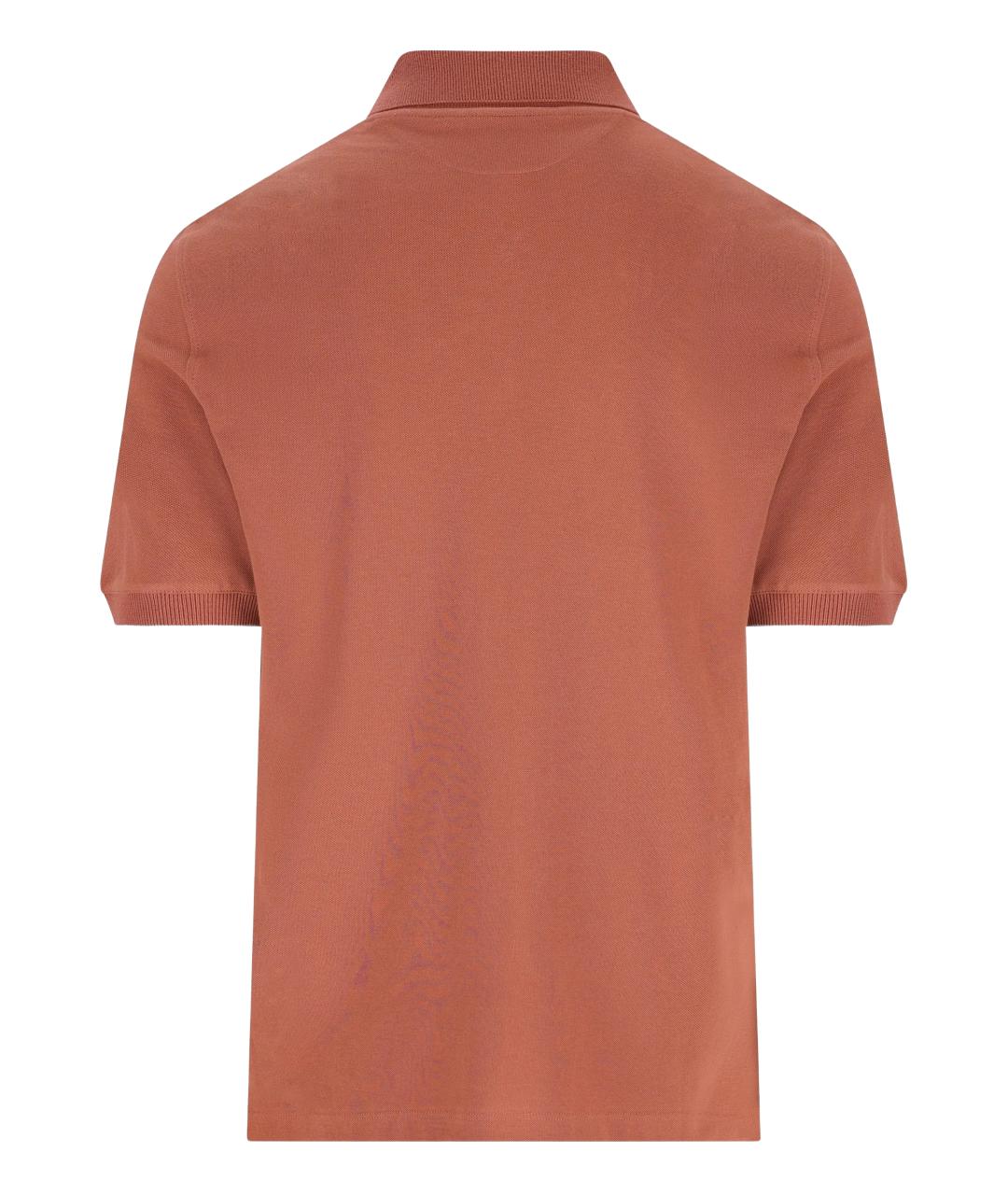 BRUNELLO CUCINELLI Коралловое хлопковое поло с коротким рукавом, фото 3
