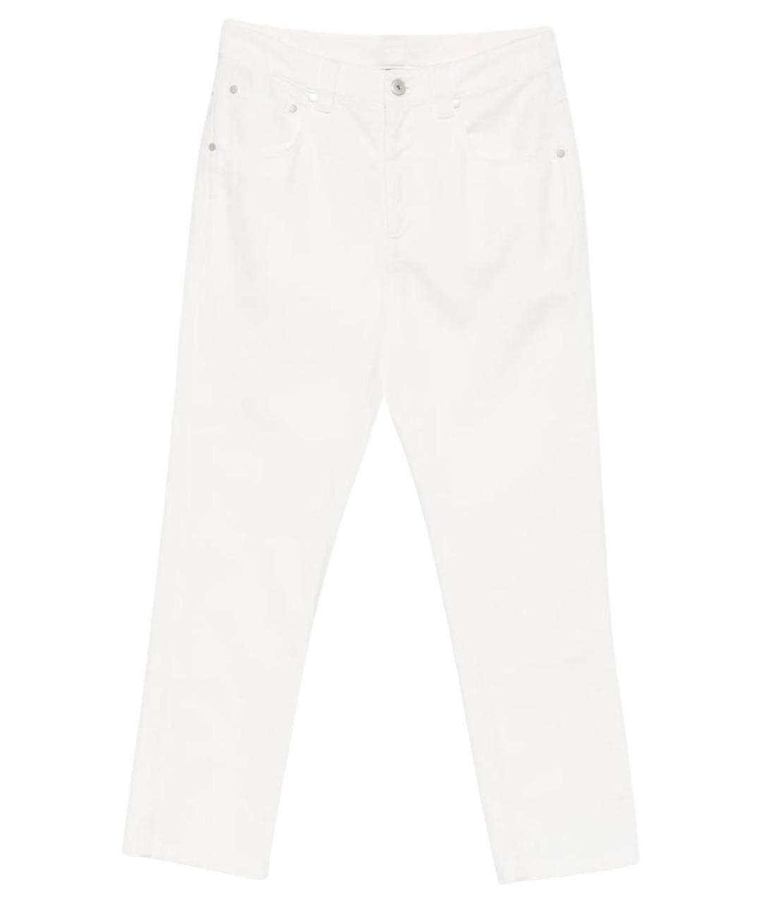 BRUNELLO CUCINELLI Белые хлопковые прямые брюки, фото 1