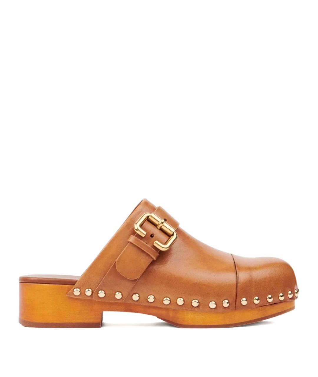 CHLOE Коричневые кожаные сабо, фото 1