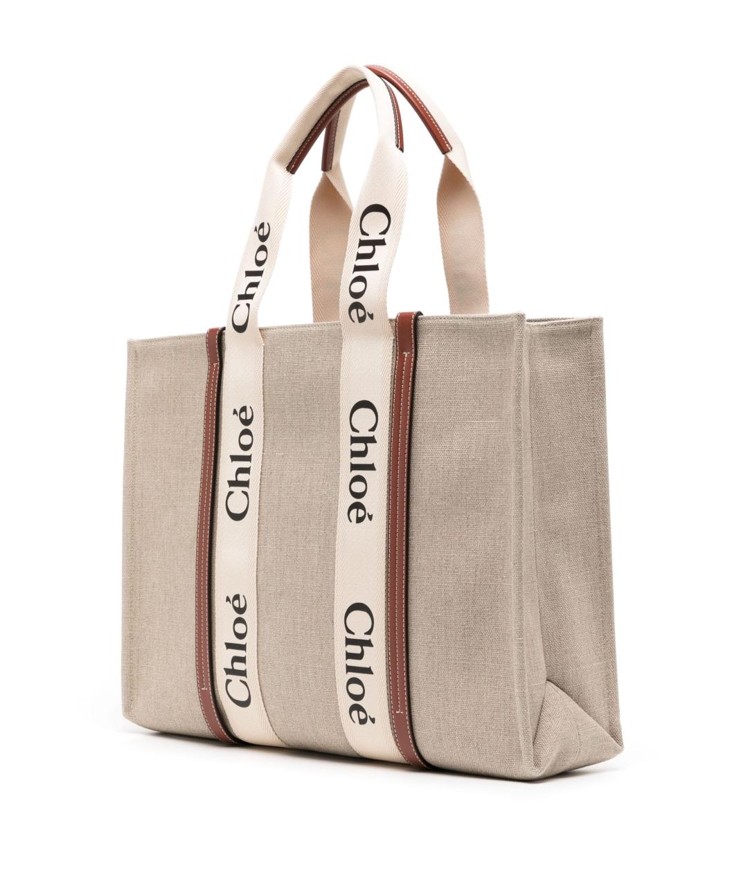 CHLOE Бежевая тканевая сумка тоут, фото 2