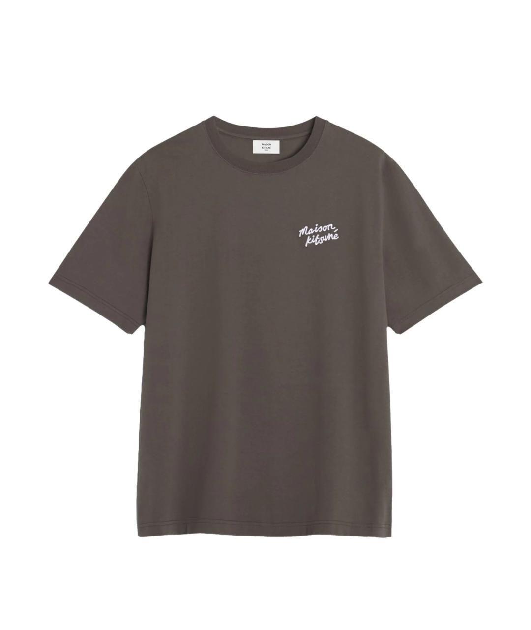 MAISON KITSUNE Серая хлопковая футболка, фото 1
