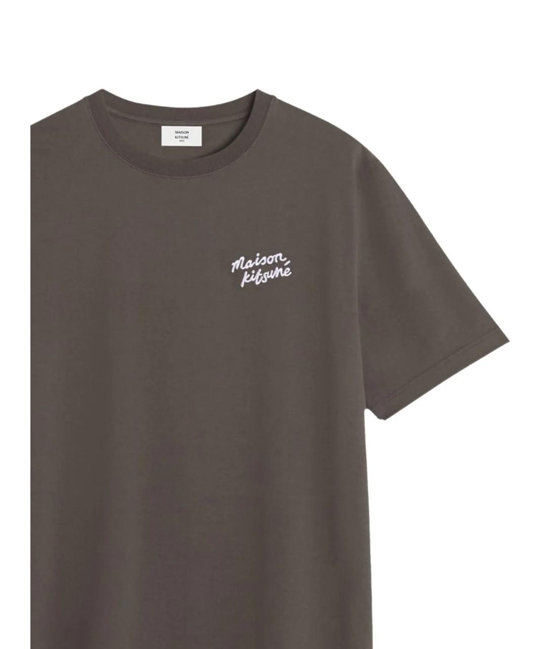 MAISON KITSUNE Серая хлопковая футболка, фото 2