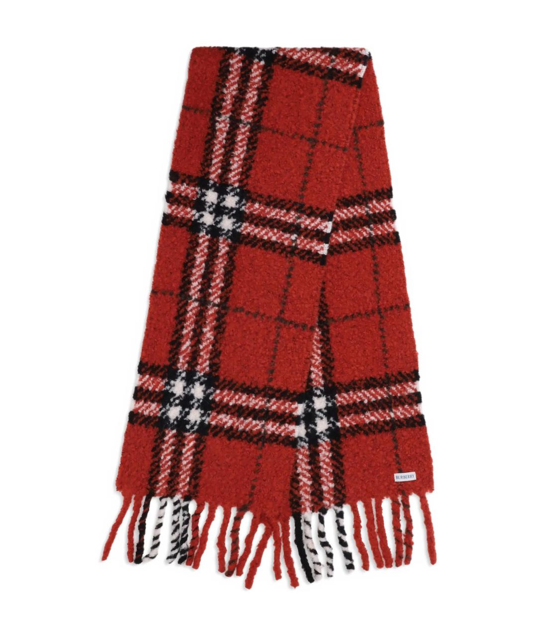 BURBERRY Красный шерстяной шарф, фото 1