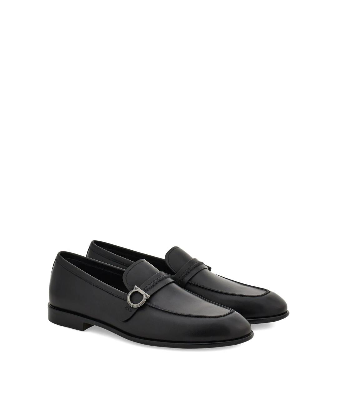 FERRAGAMO Черные кожаные лоферы, фото 2