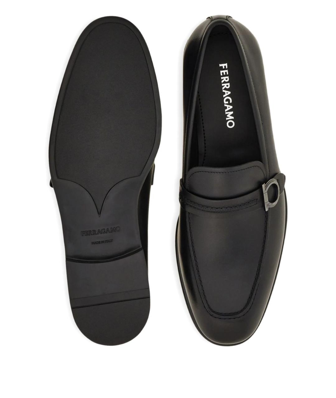 FERRAGAMO Черные кожаные лоферы, фото 5