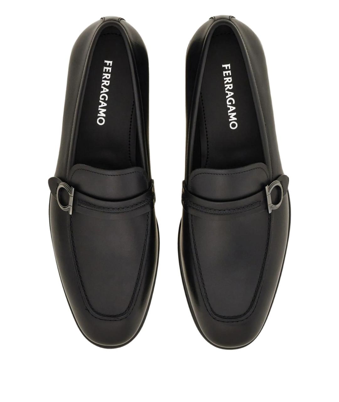 FERRAGAMO Черные кожаные лоферы, фото 4