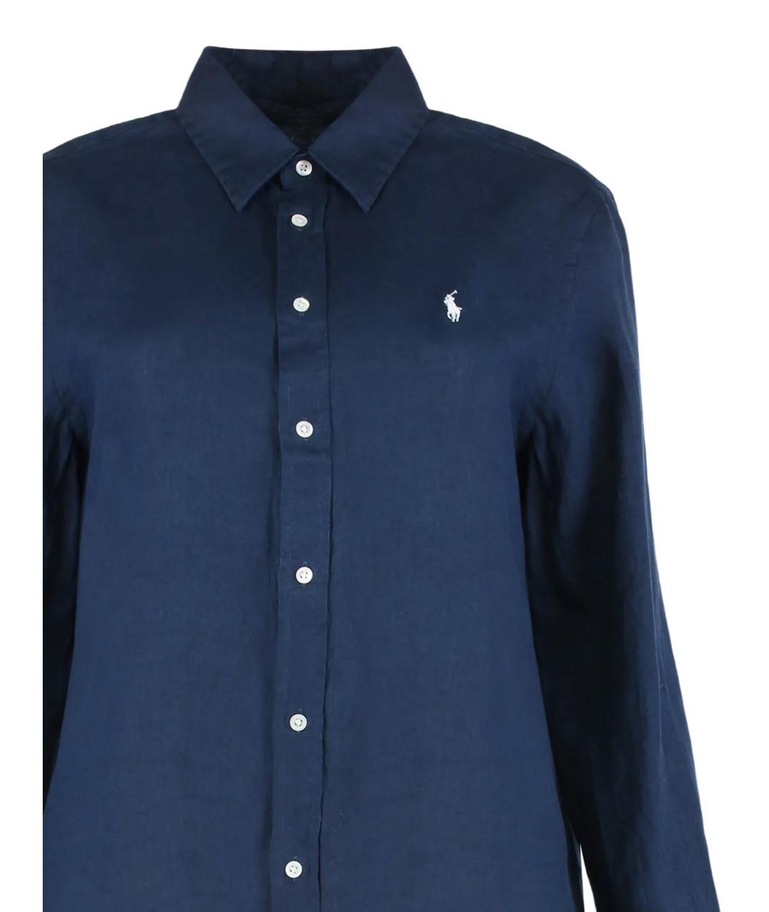 POLO RALPH LAUREN Темно-синяя льняная рубашка, фото 2