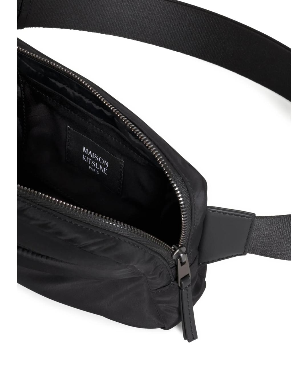MAISON KITSUNE Черная тканевая поясная сумка, фото 4