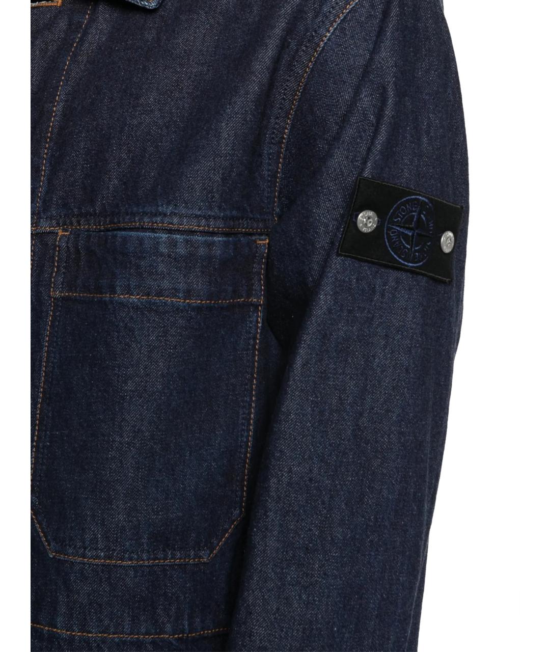 STONE ISLAND Темно-синяя хлопковая куртка, фото 2