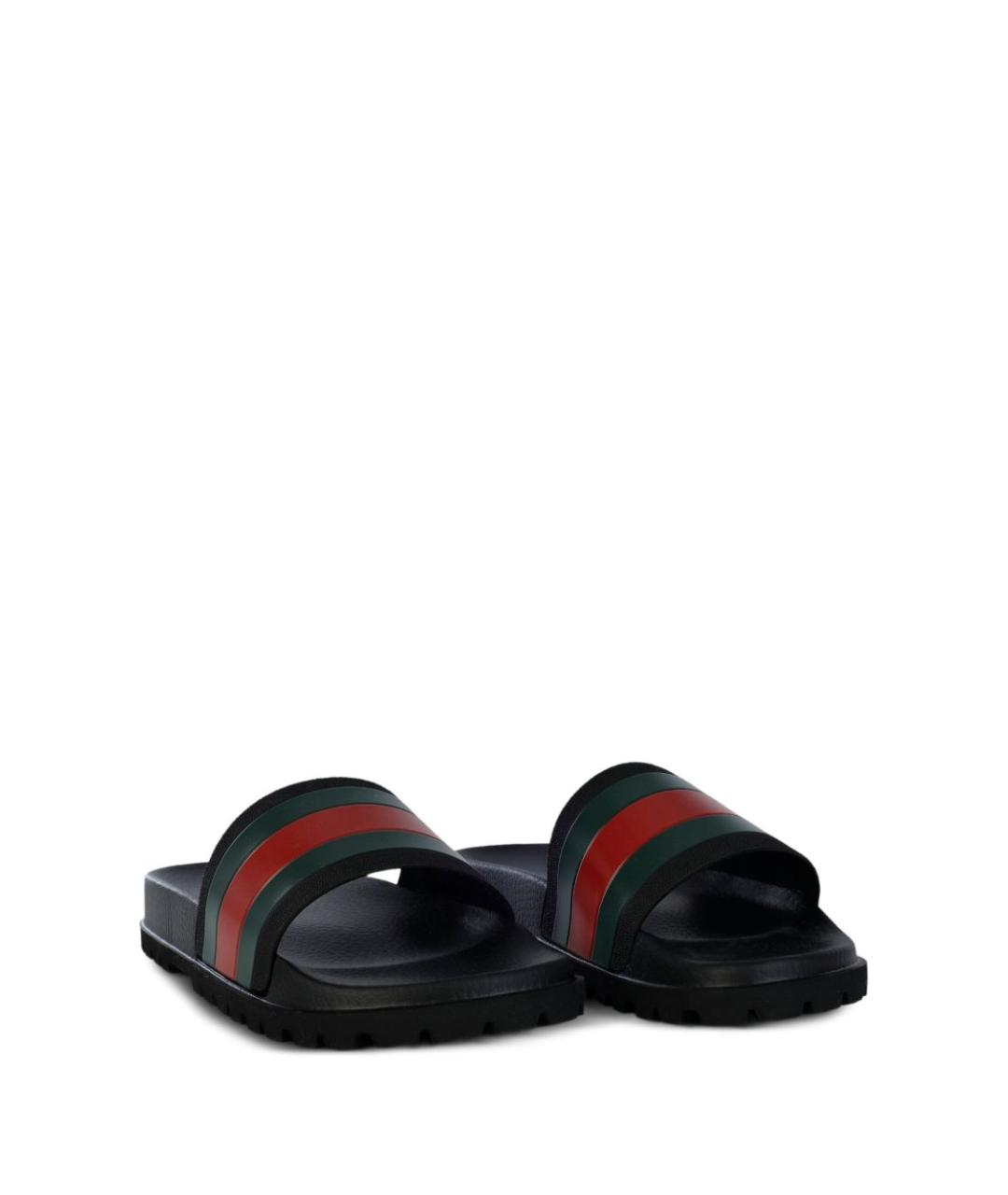 GUCCI Черные резиновые шлепанцы, фото 3