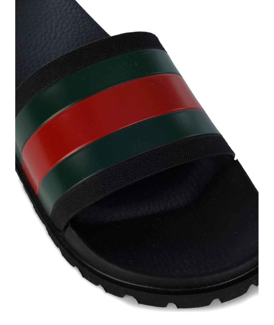 GUCCI Черные резиновые шлепанцы, фото 2