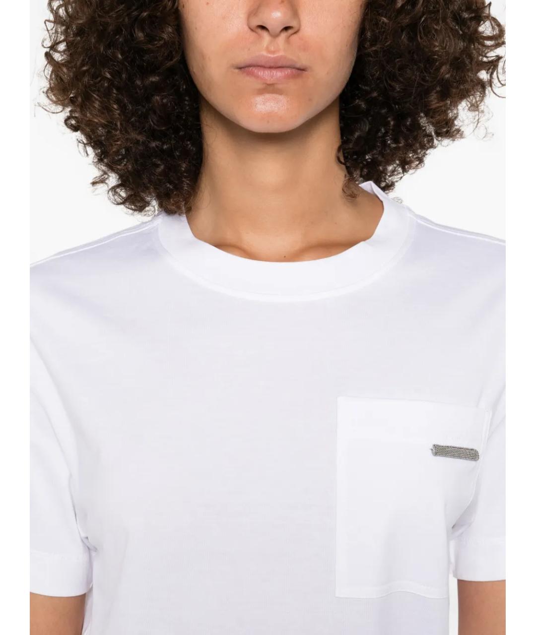 BRUNELLO CUCINELLI Белая хлопковая футболка, фото 3