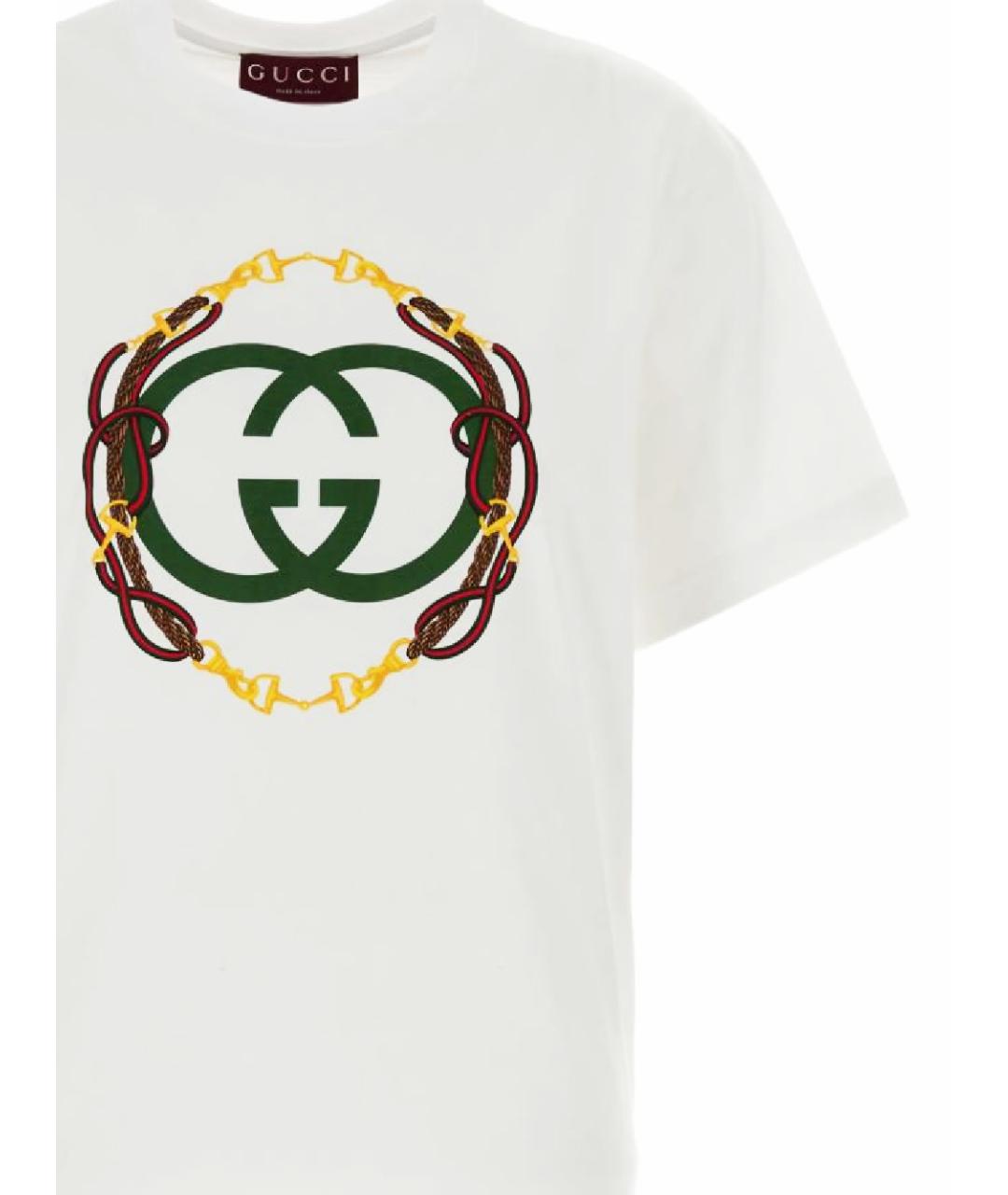 GUCCI Белая хлопковая футболка, фото 2