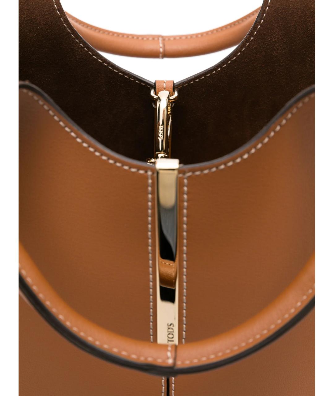 TOD'S Коричневая кожаная сумка тоут, фото 4