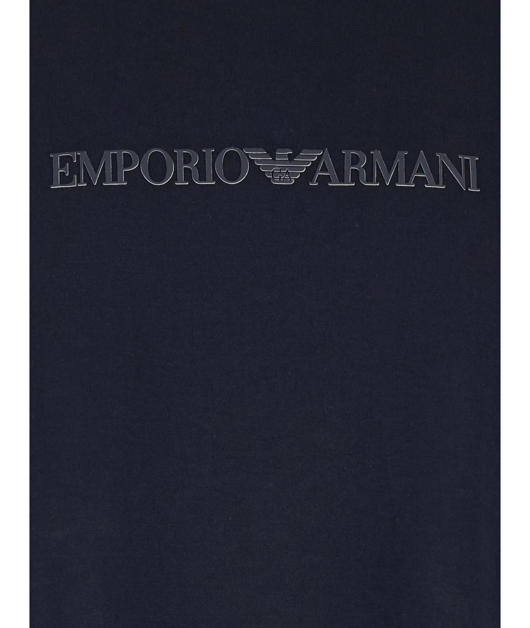 EMPORIO ARMANI Темно-синяя хлопковая футболка, фото 2