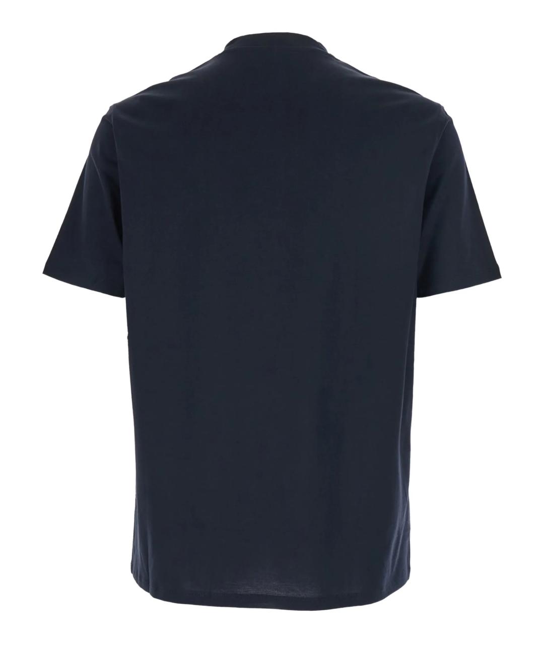 EMPORIO ARMANI Темно-синяя хлопковая футболка, фото 3