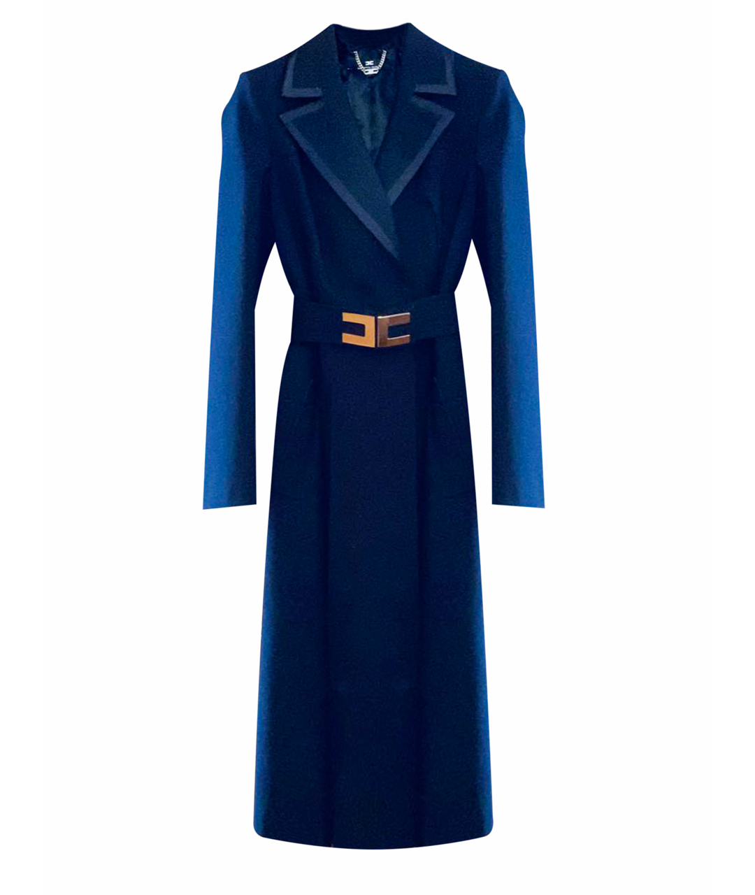 ELISABETTA FRANCHI Черное полиэстеровое пальто, фото 1
