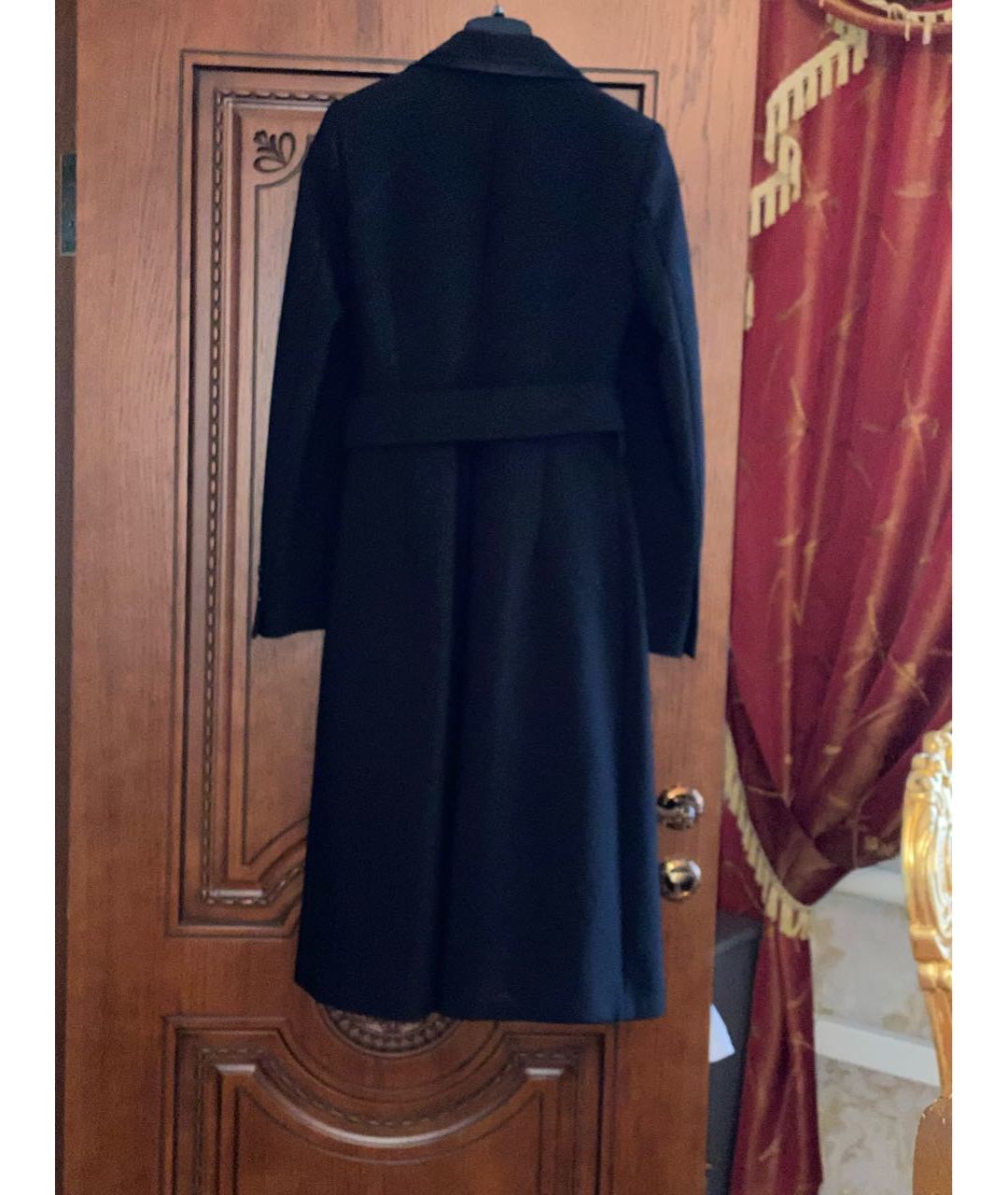 ELISABETTA FRANCHI Черное полиэстеровое пальто, фото 2
