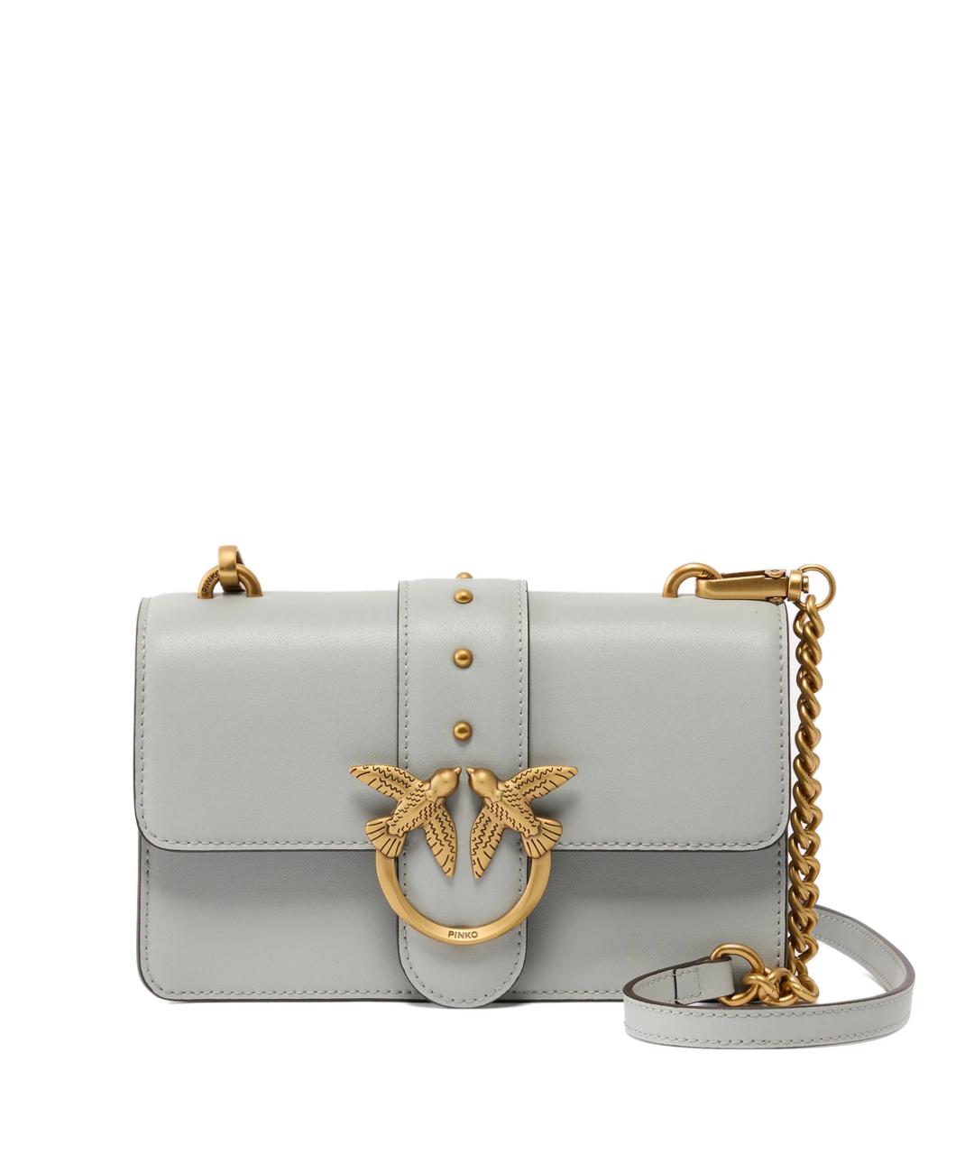 PINKO Серая кожаная сумка через плечо, фото 1