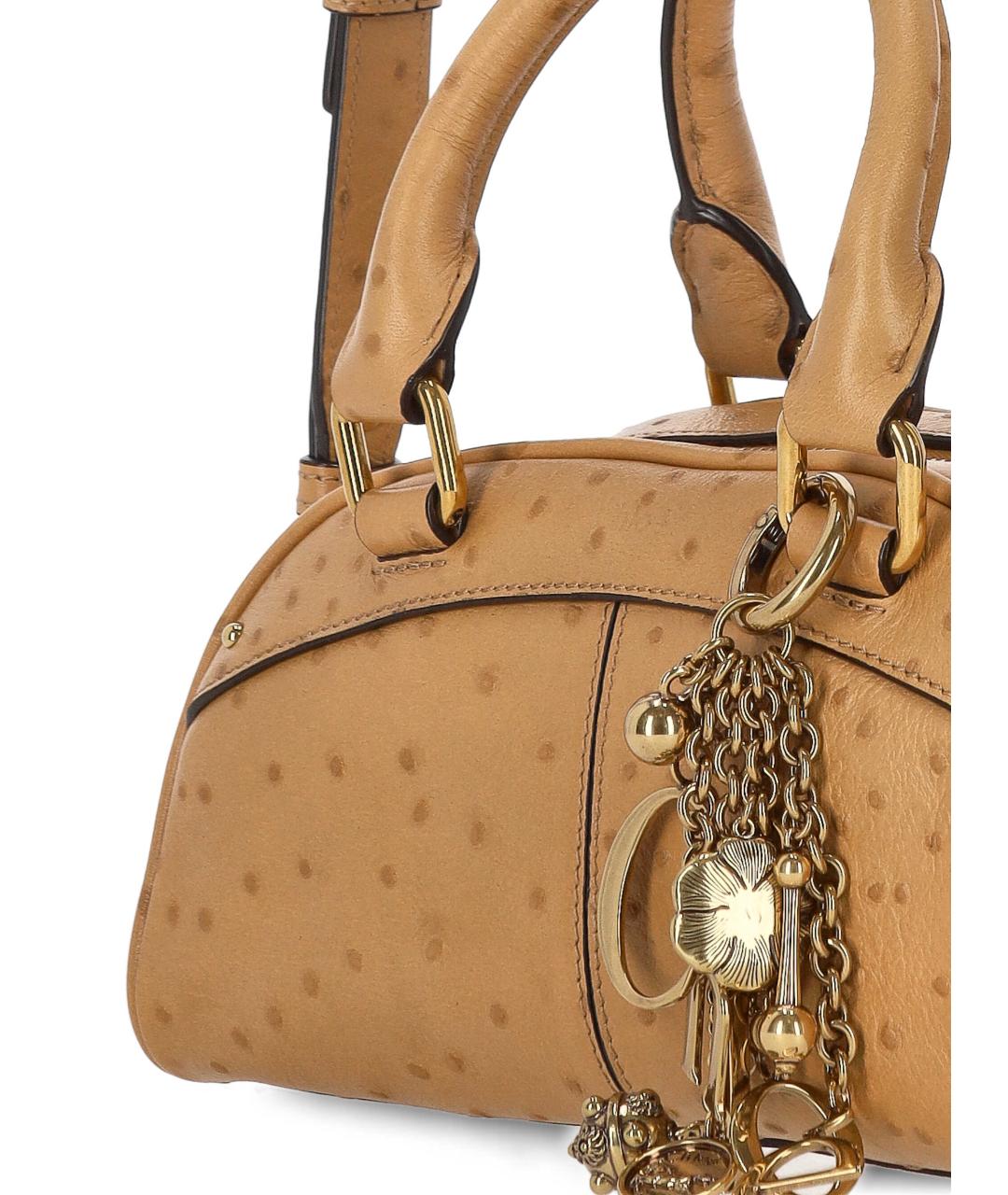 CHLOE Бежевая кожаная сумка с короткими ручками, фото 4