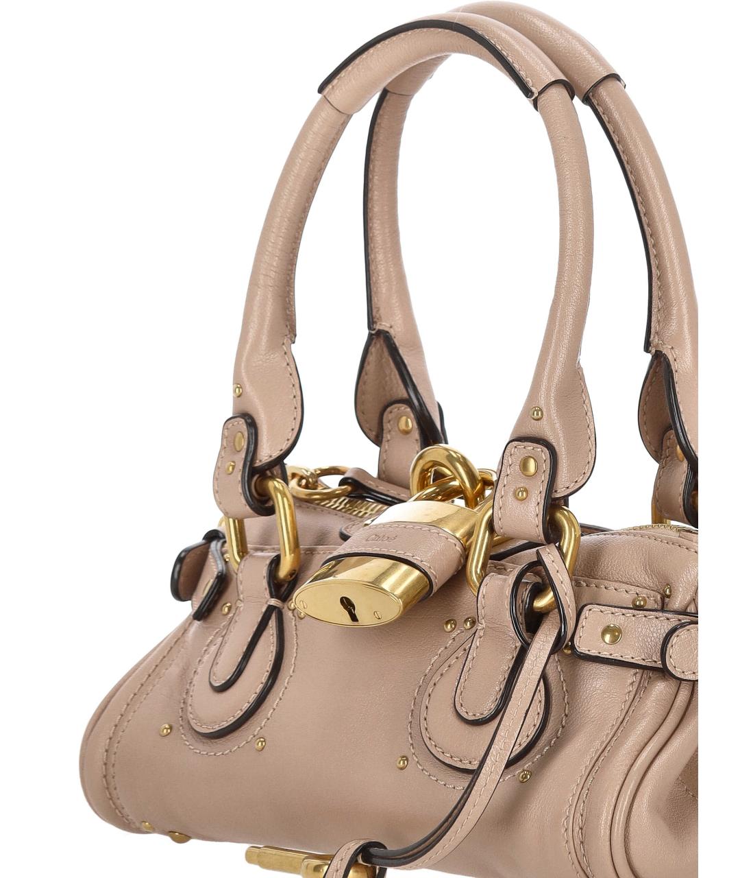 CHLOE Бежевая кожаная сумка с короткими ручками, фото 4