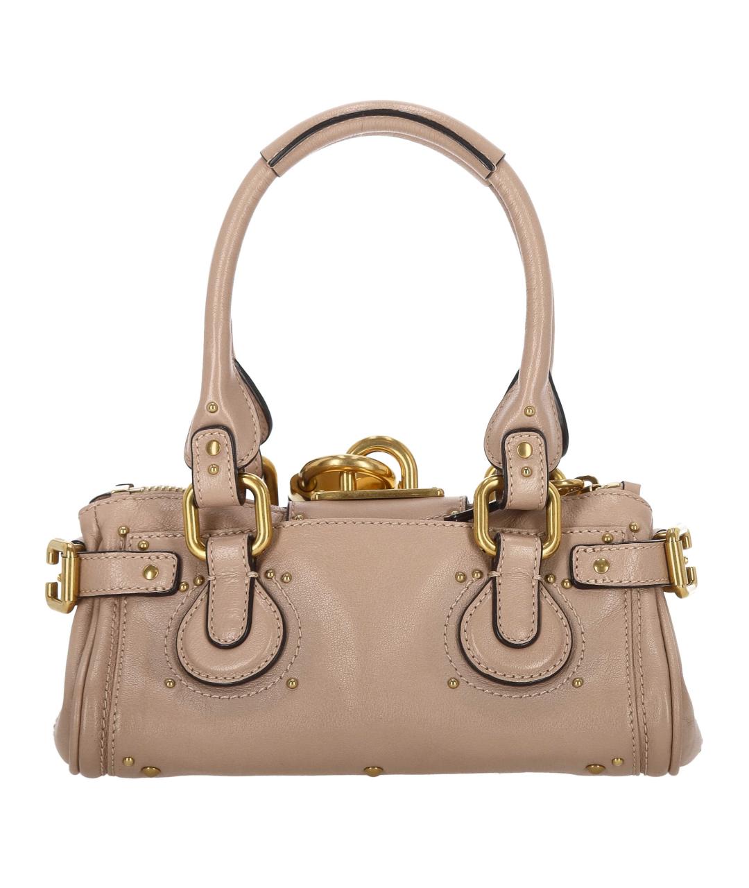 CHLOE Бежевая кожаная сумка с короткими ручками, фото 3
