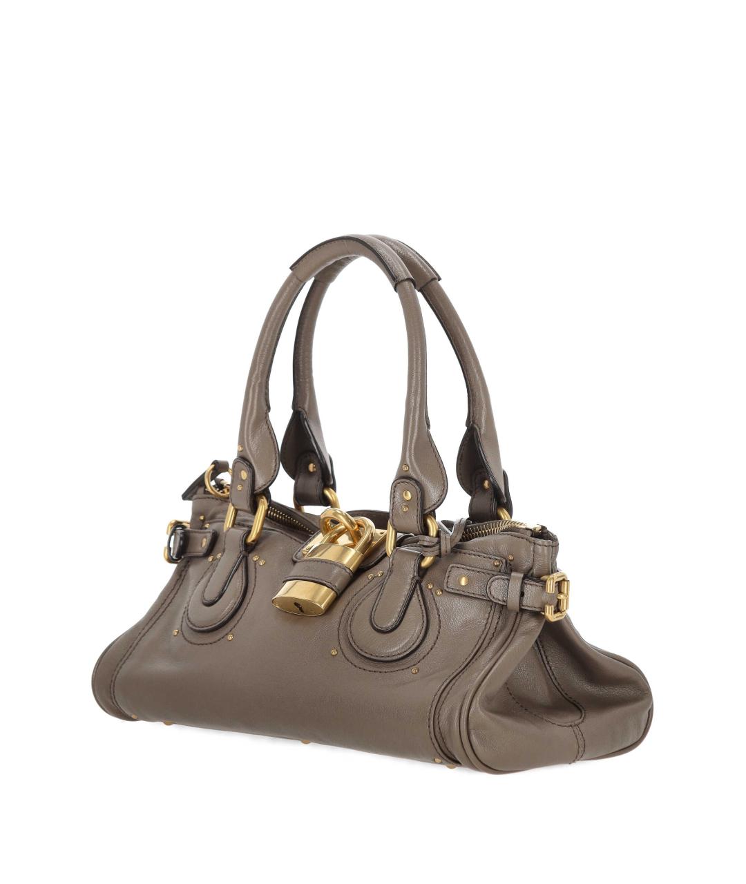 CHLOE Серая кожаная сумка с короткими ручками, фото 2