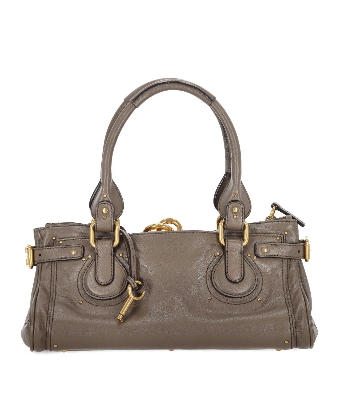 CHLOE Серая кожаная сумка с короткими ручками, фото 3