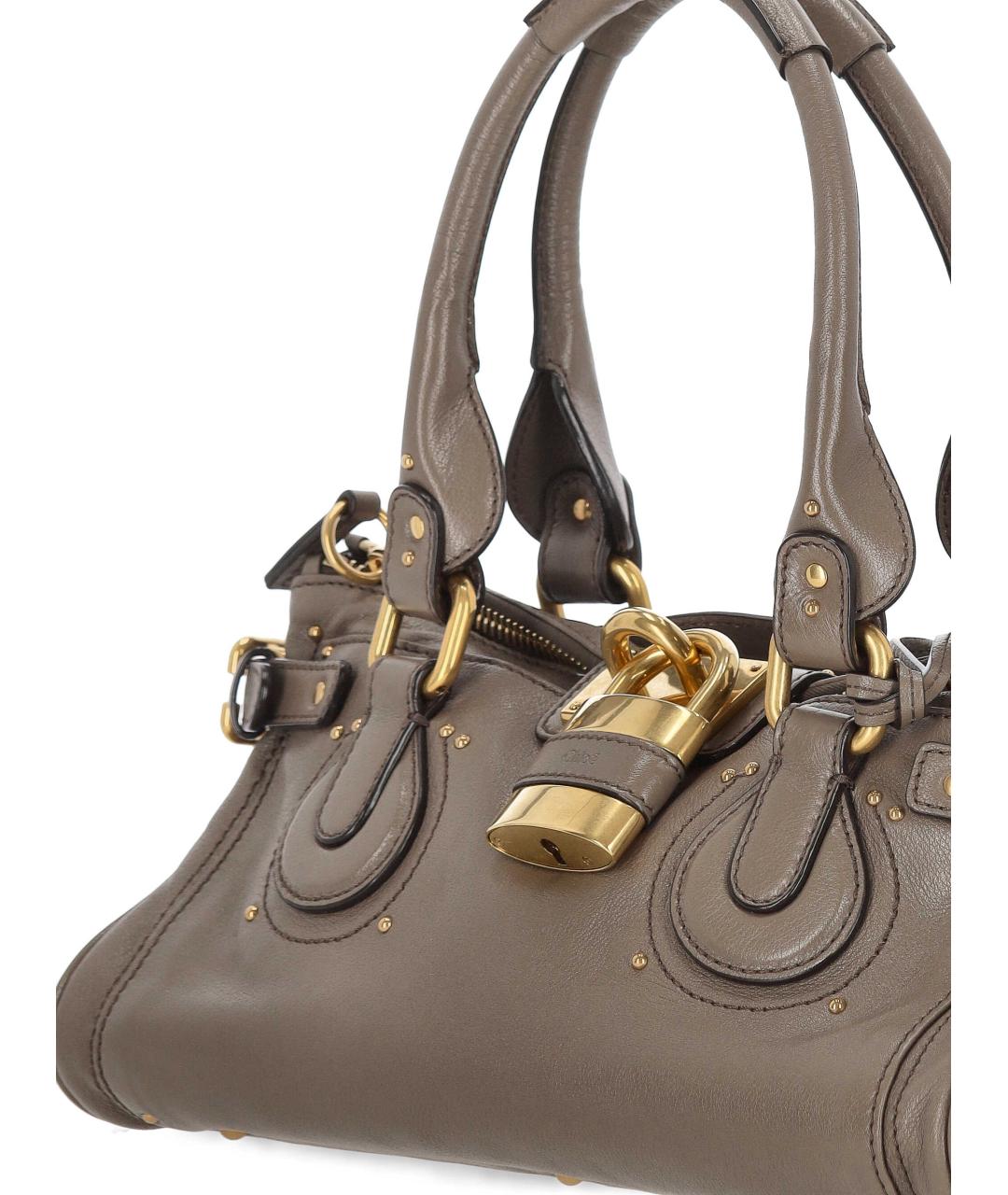 CHLOE Серая кожаная сумка с короткими ручками, фото 4