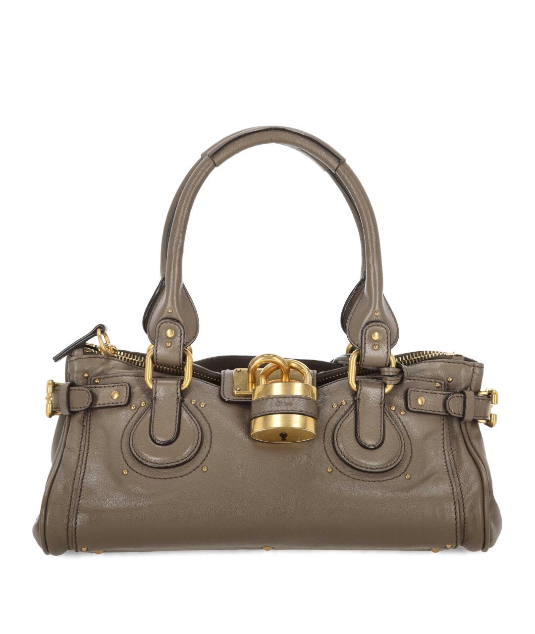 CHLOE Серая кожаная сумка с короткими ручками, фото 1