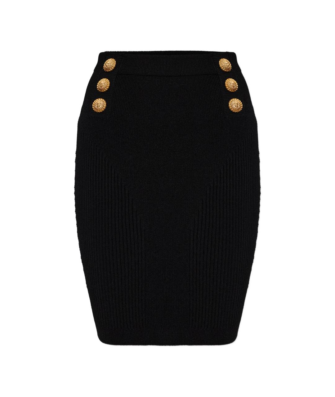 BALMAIN Черная вискозная юбка миди, фото 1
