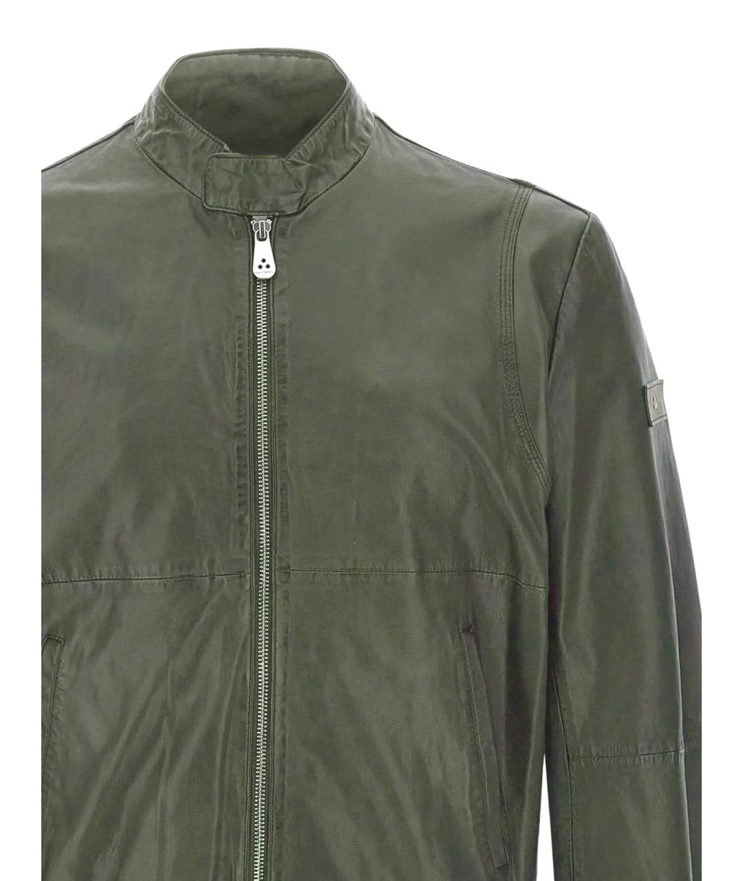 PEUTEREY Зеленая кожаная куртка, фото 2