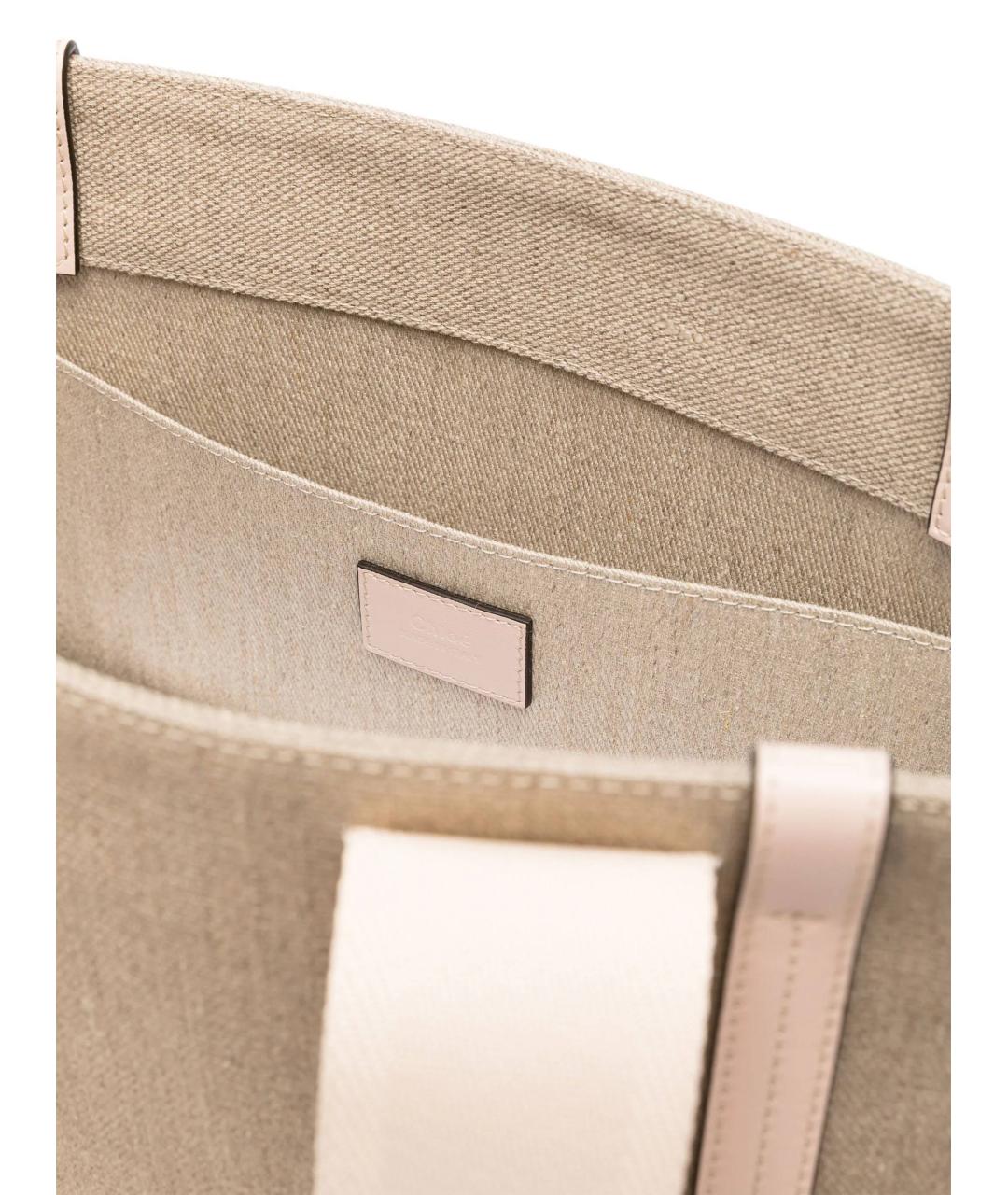 CHLOE Бежевая льняная сумка тоут, фото 4
